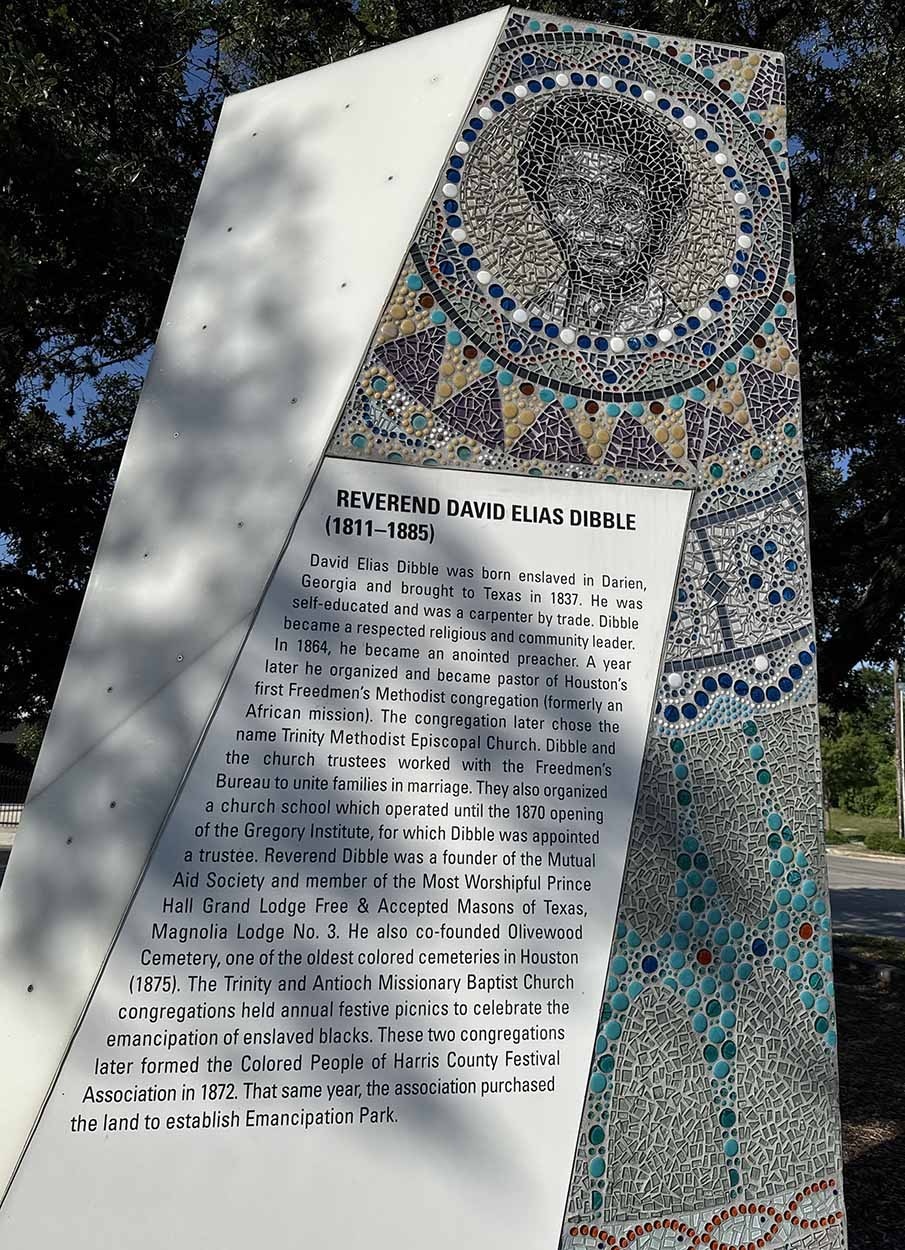 Monument to Reverend David Elias Dibble, Emancipation Park, John Crockett
