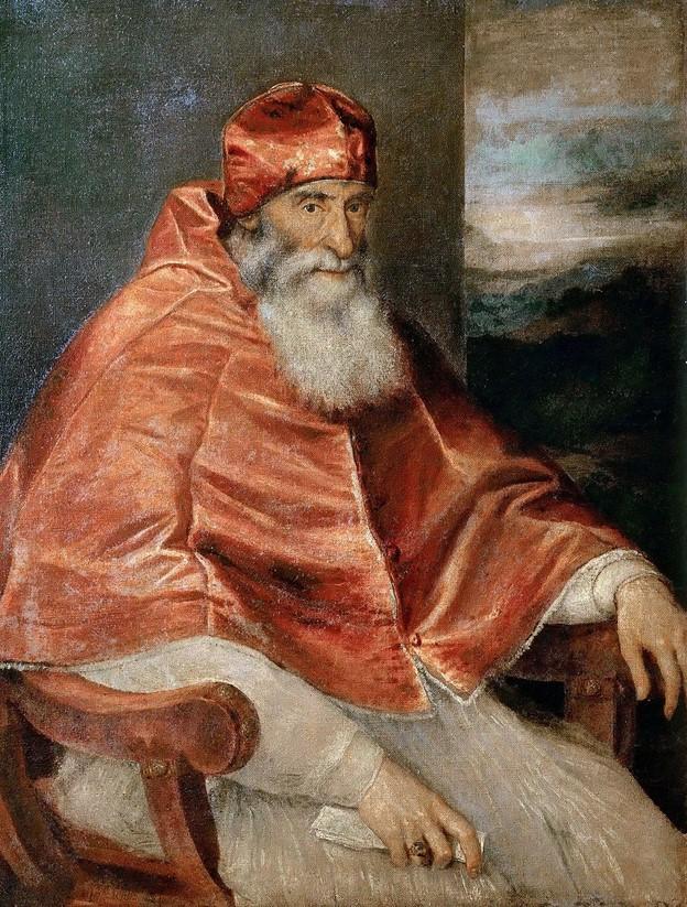 Portrait of Pope Paul III with Camauro (by Titian) - National Museum of Capodimonte, 1546, Wikimedia Commons
