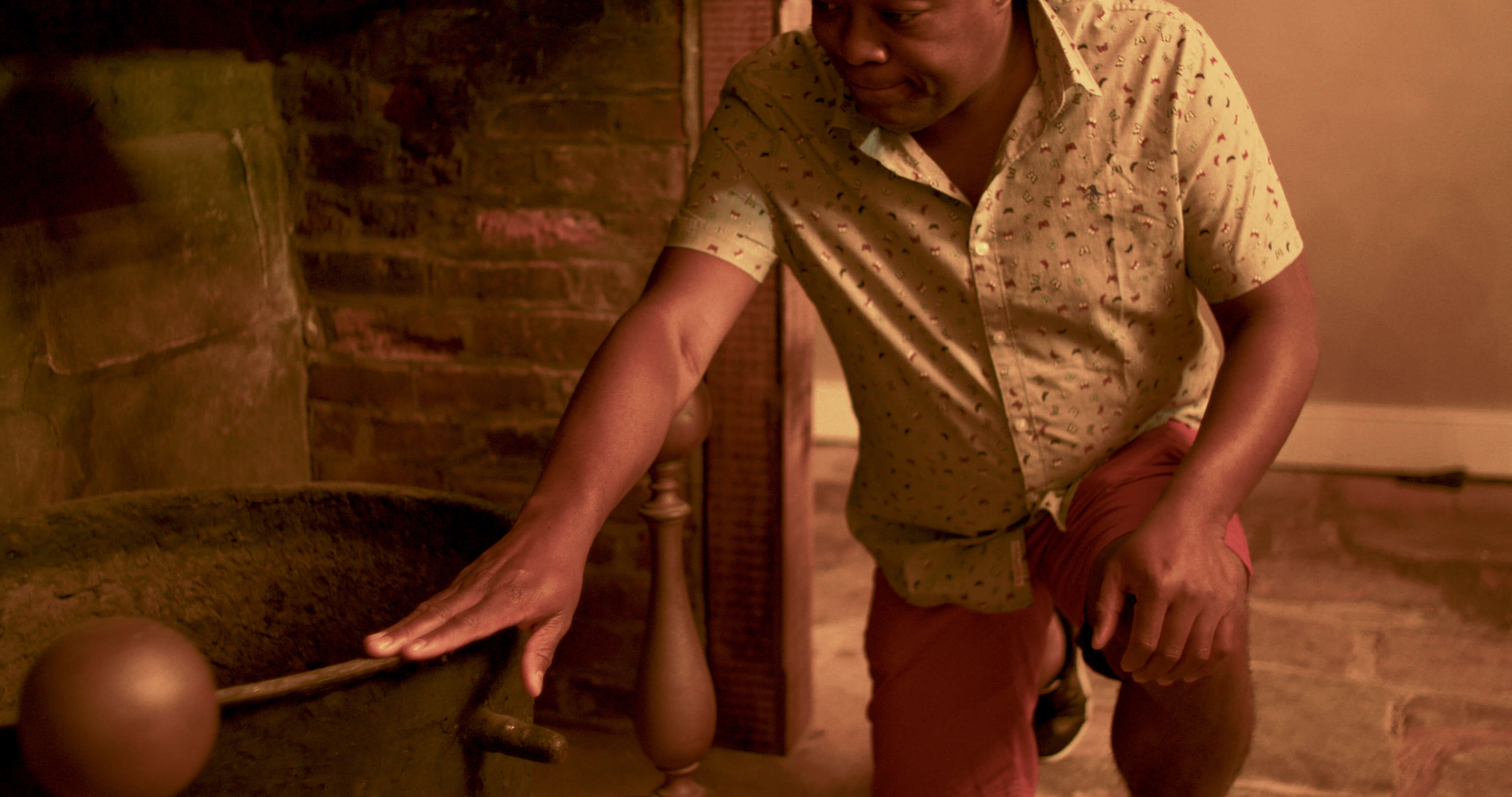 The author visiting the kitchen.