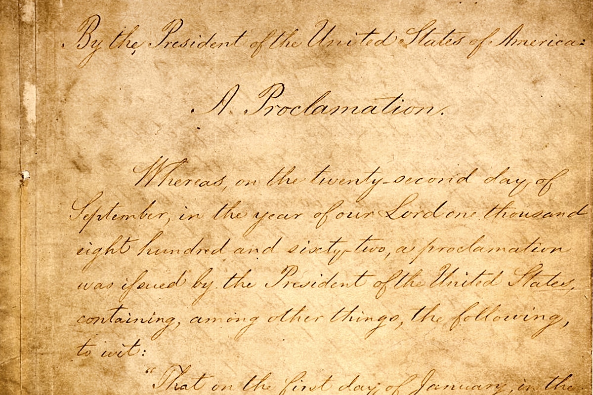 The first page of the Emancipation Proclamation.