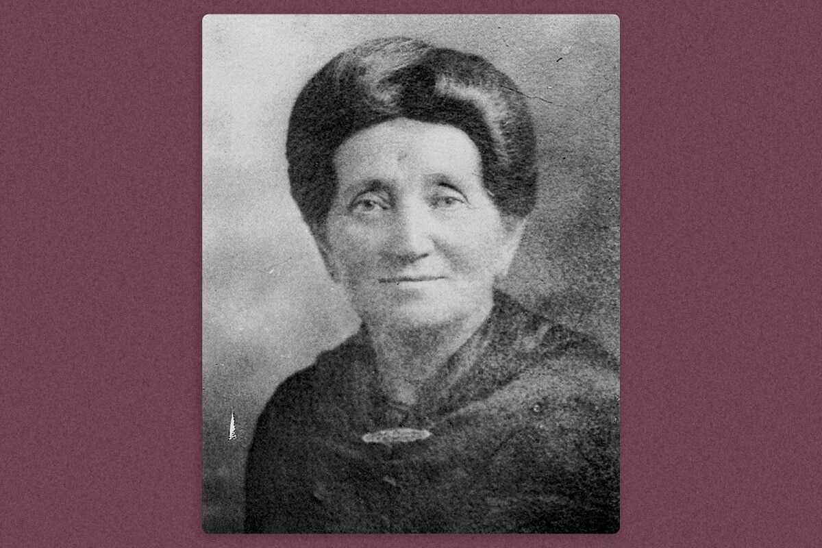 Black and white portrait of a half-smiling woman, Rebecca