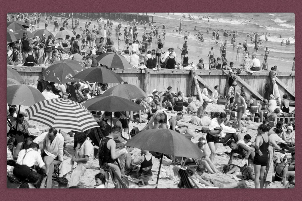 A crowded beach in Long Beach, New York 