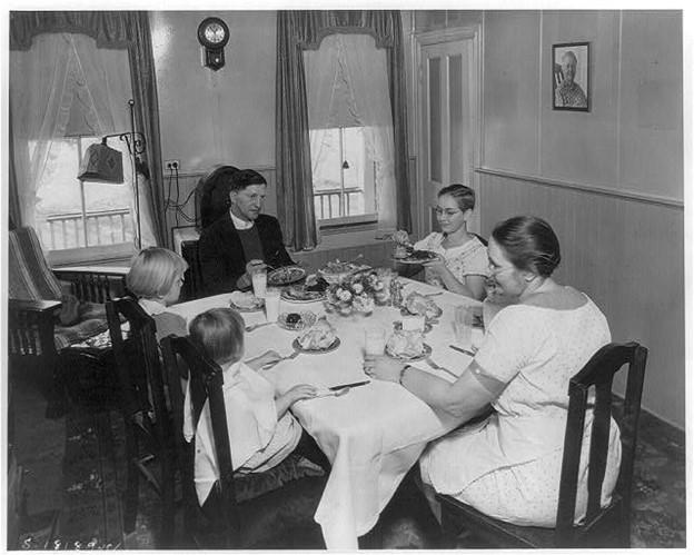 Farm family at Sunday dinner, 1925, Library of Congress