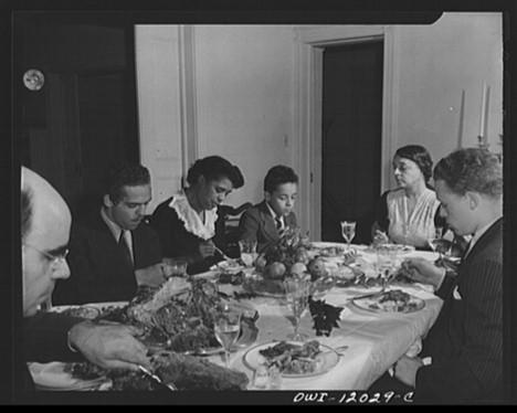 Saying Grace Before Thanksgiving Dinner, 1942, Library of Congress