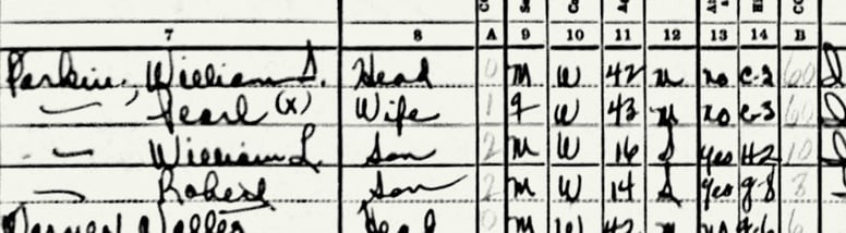 The Parkin family in 1940 Census