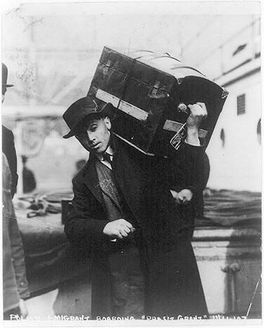 A Polish emigrant boarding ship;  1907; Library of Congress, loc.gov