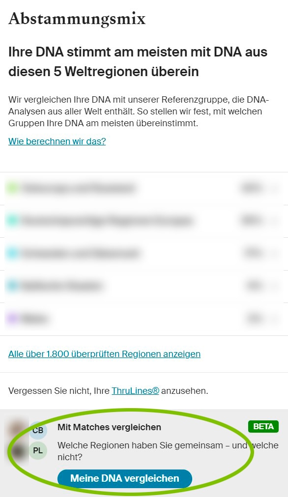 Ancestry DNA Vergleich