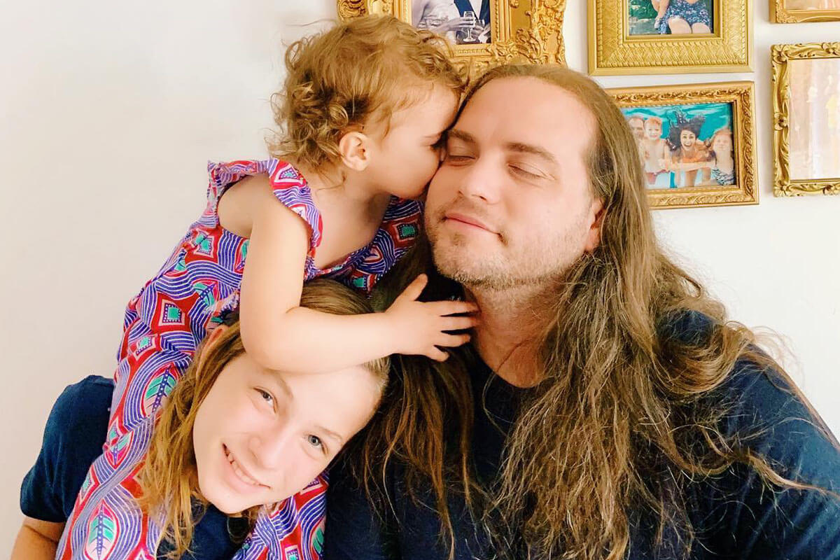 Father with two daughters.