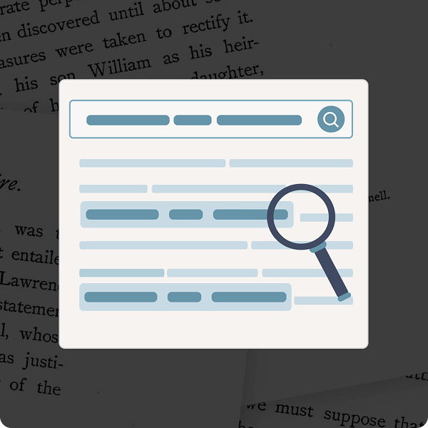 Stylized illustration of a record with a magnifying glass in the foreground.
